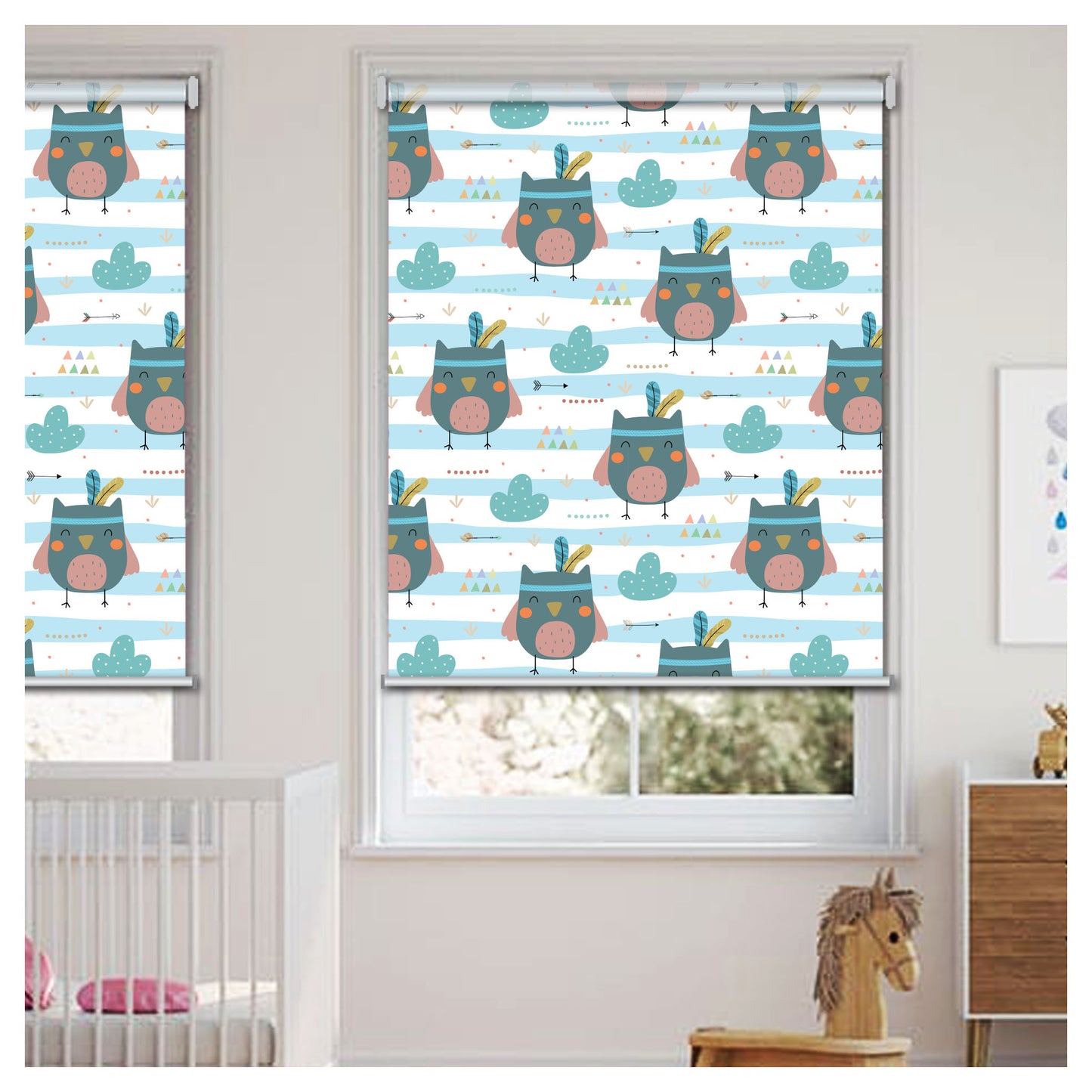 Nursery Kids Baby Room Owls Theme Window Roller Shade