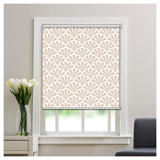 Contemporary Japanese Harisen Hand Fan Print Window Roller Shade