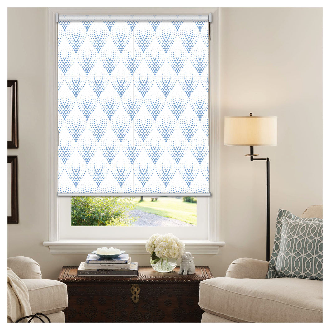 Blue Geometries White Window Roller Shade