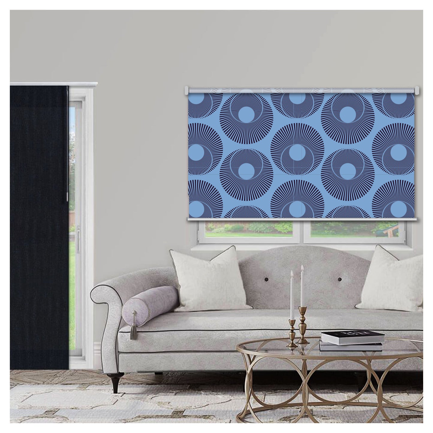 Mid Century Vintage Old School Geometric Print Window Roller Shade