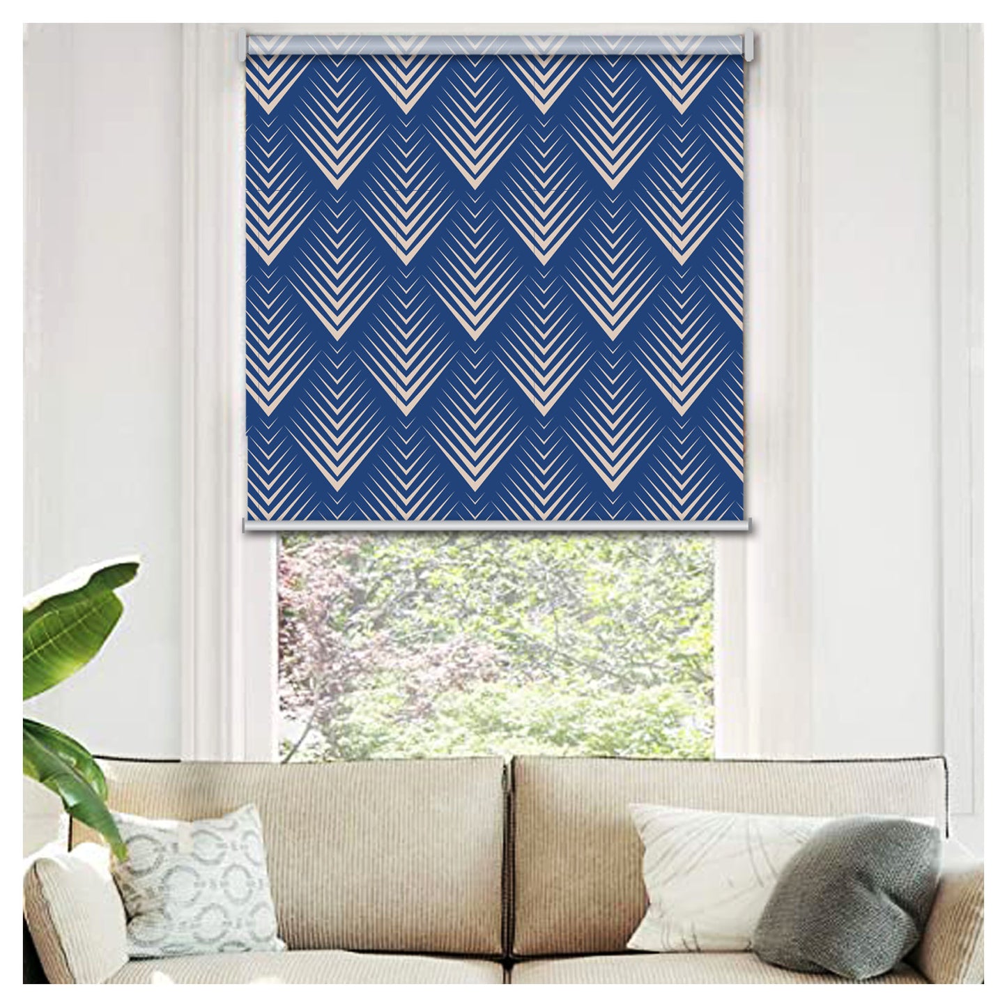 Mid Century Blue Geometry Window Roller Shade