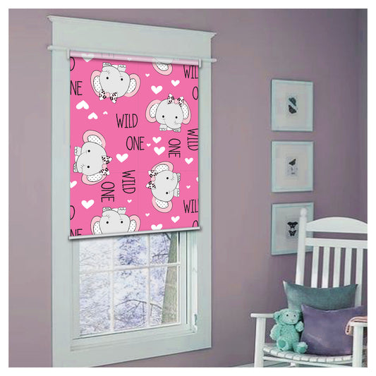 Pink Elephants Kid Nursery Window Roller Shade