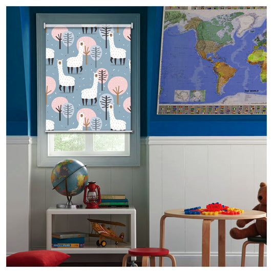 Nursery Kid Baby Room Llama Alpaca Window Roller Shade