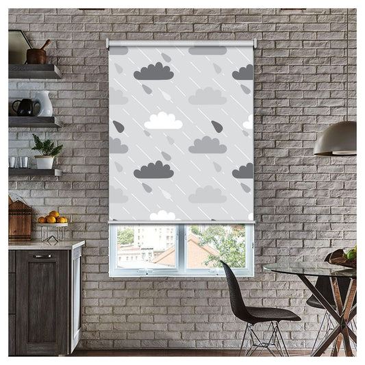 Raining Day Cloudy Nursery Gray Window Roller Shade