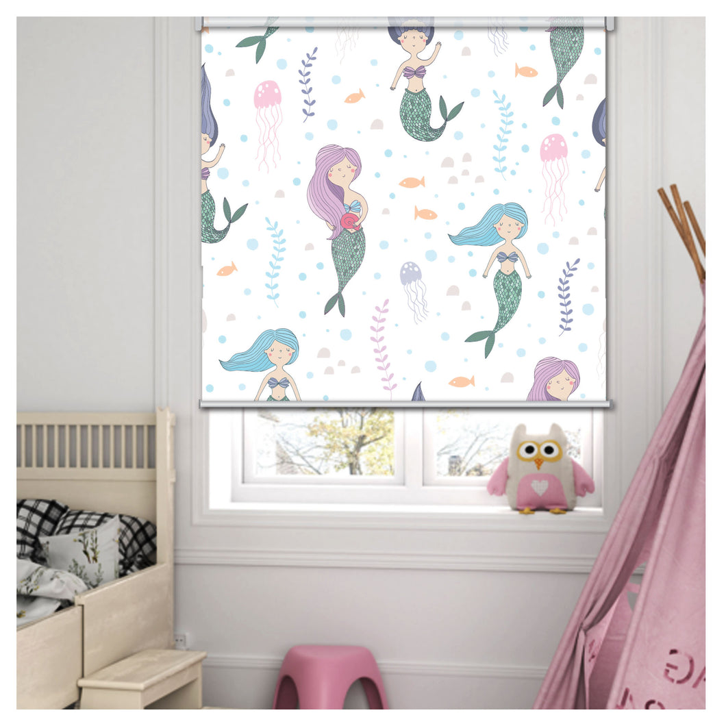 Mermaid and Jelly Fish Nursery Kid Room Window Roller Shade