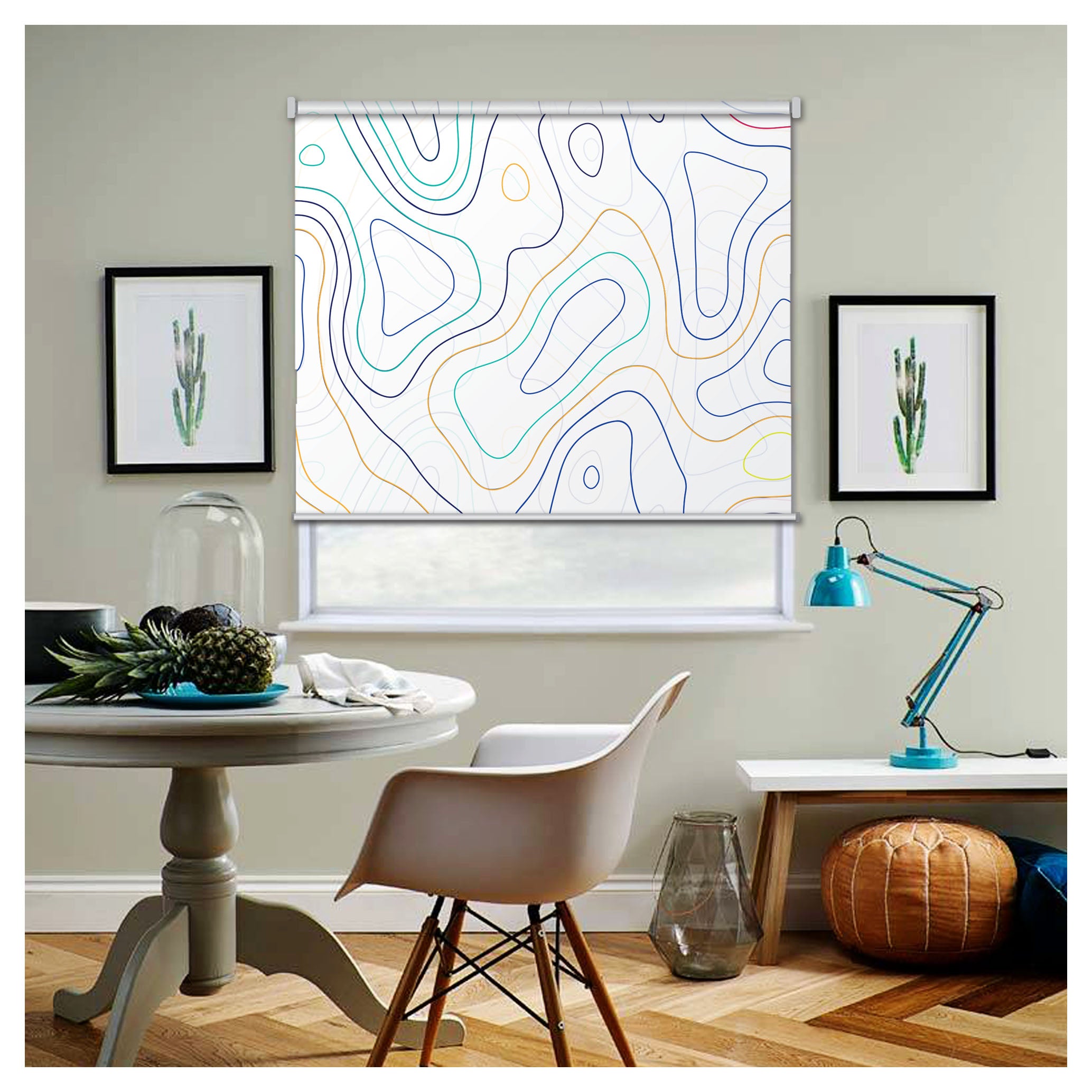 Minimalist Organic Curvy Lines Window Roller Shade – Art Shades