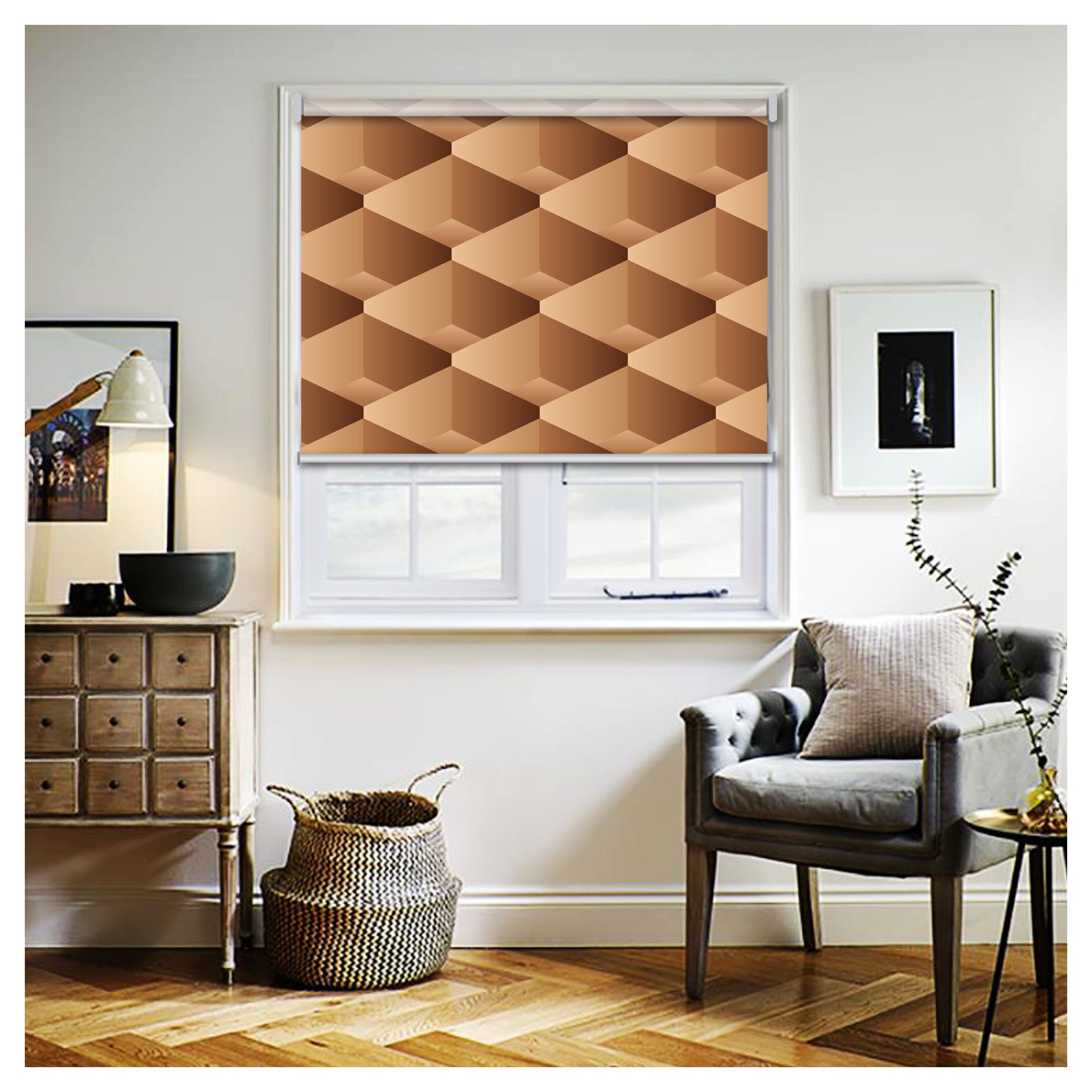 Mid Century Geometric Mosaic Pattern Print Window Roller Shade – Art Shades