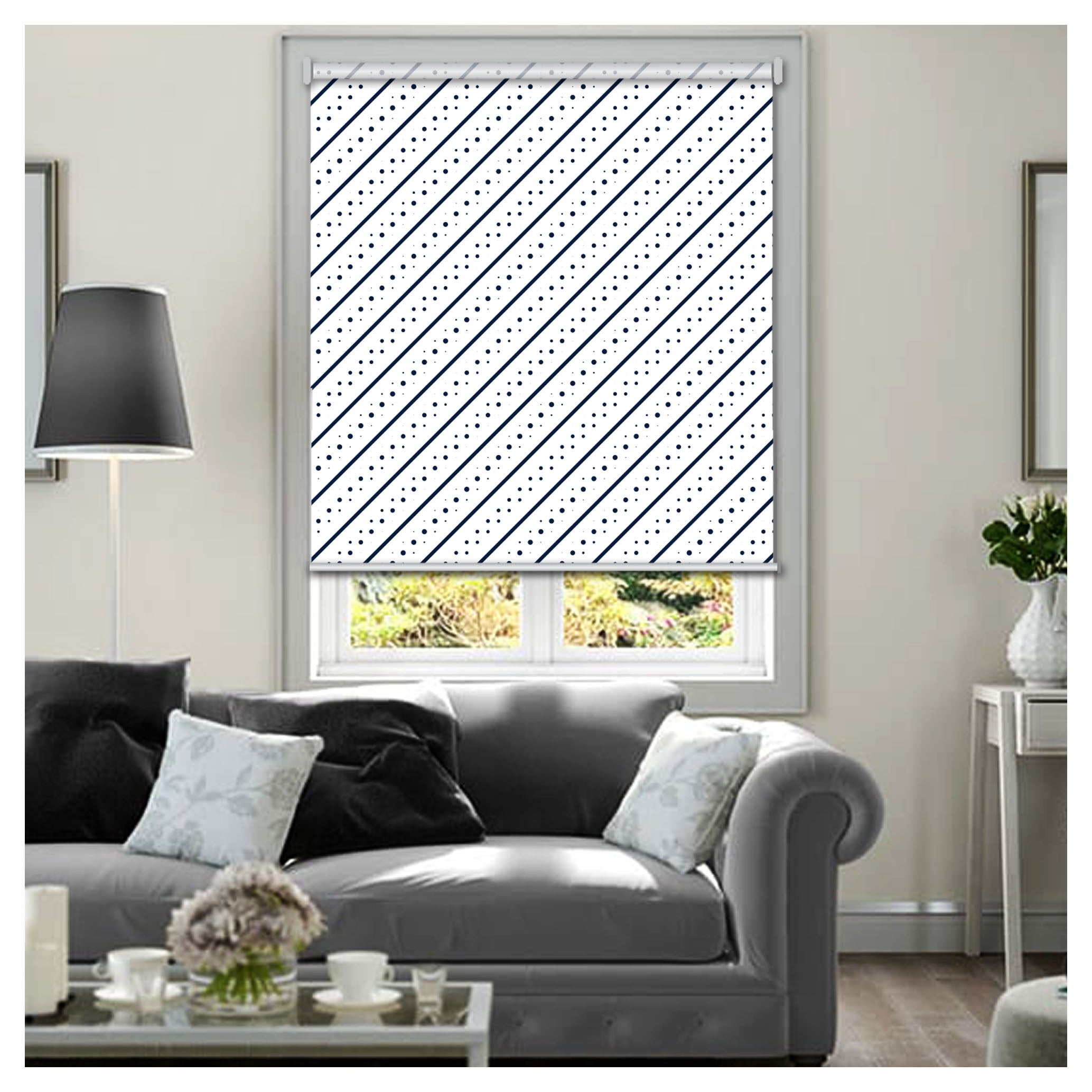 Contemporary Lines and Dots Print Window Roller Shade – Art Shades