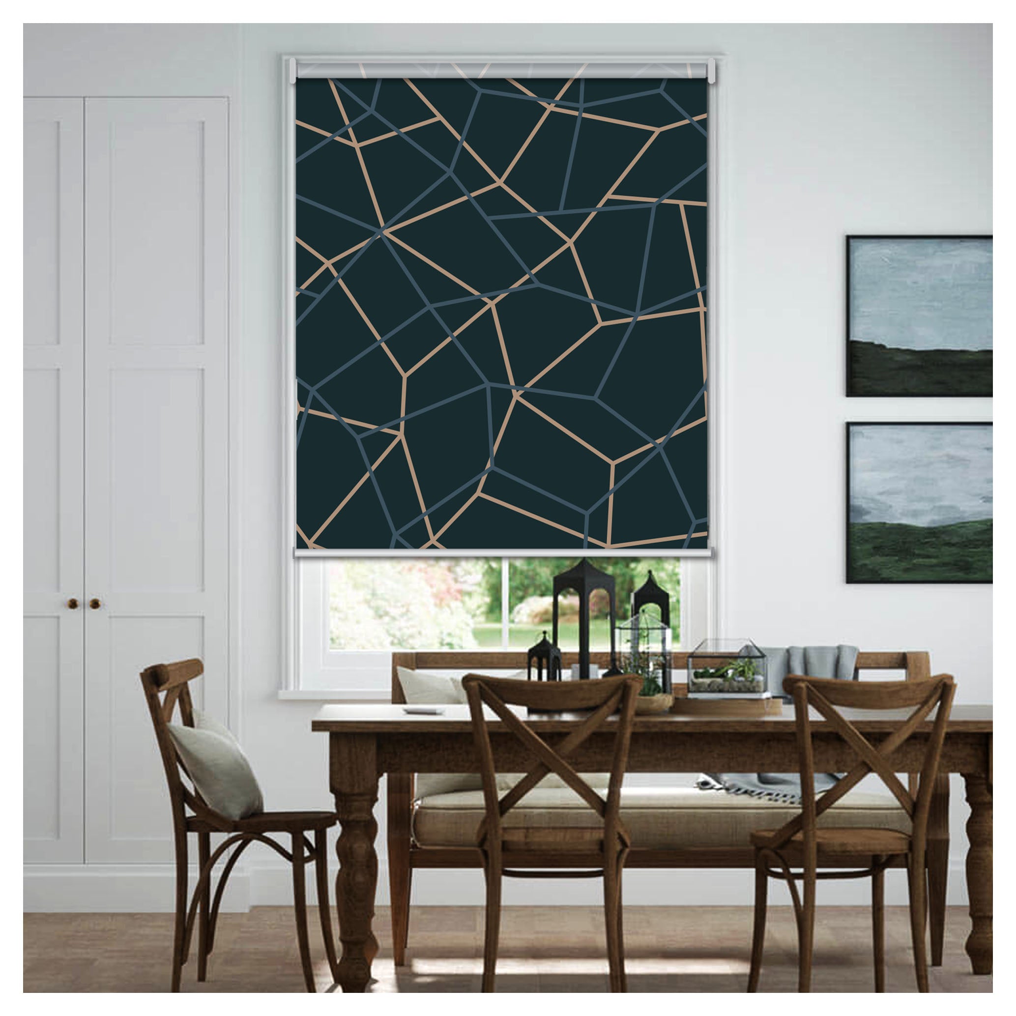Modern Geometric in Dark Tone Window Roller Shade – Art Shades