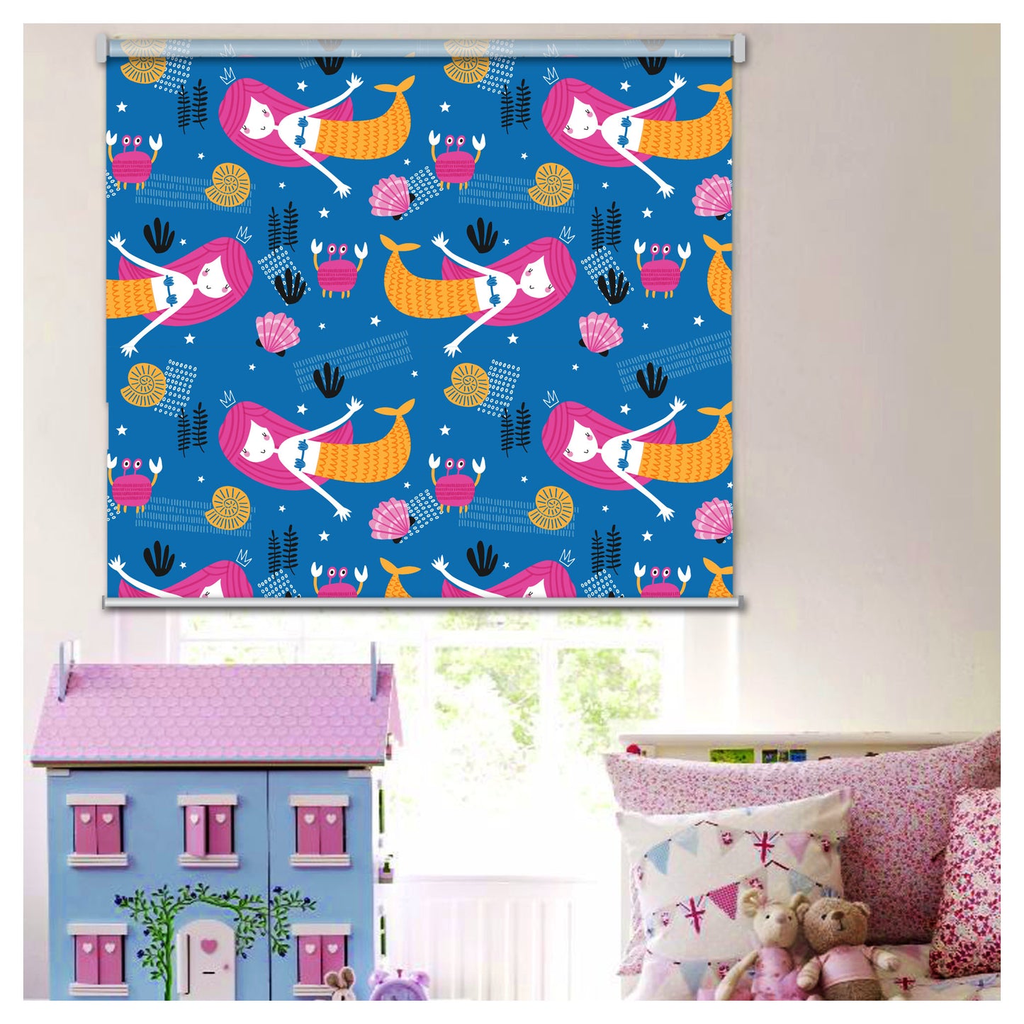 Mermaid with Her Friends Nursery Kid Room Window Roller Shade