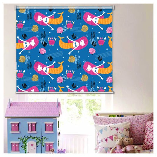 Mermaid with Her Friends Nursery Kid Room Window Roller Shade