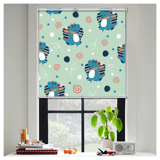 Dinosaur Dino Green Nursery Kid Room Window Roller Shade
