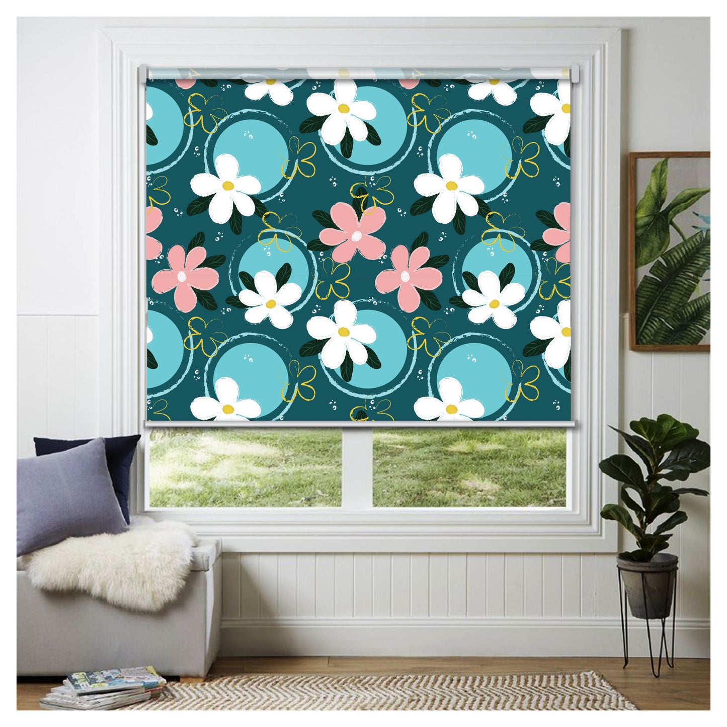 Flora Flower Botanical Plant Print Window Roller Shade