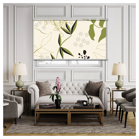 Mid Century Zen Peaceful Botanical Print Window Roller Shade
