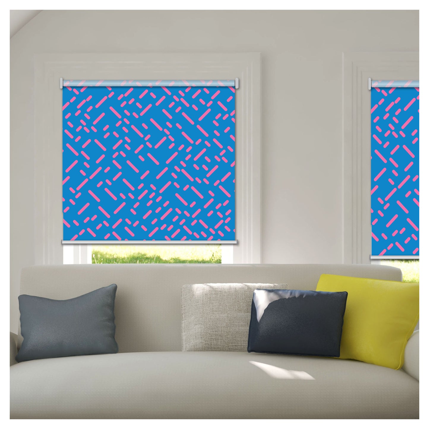 Geometric Blue Window Roller Shade