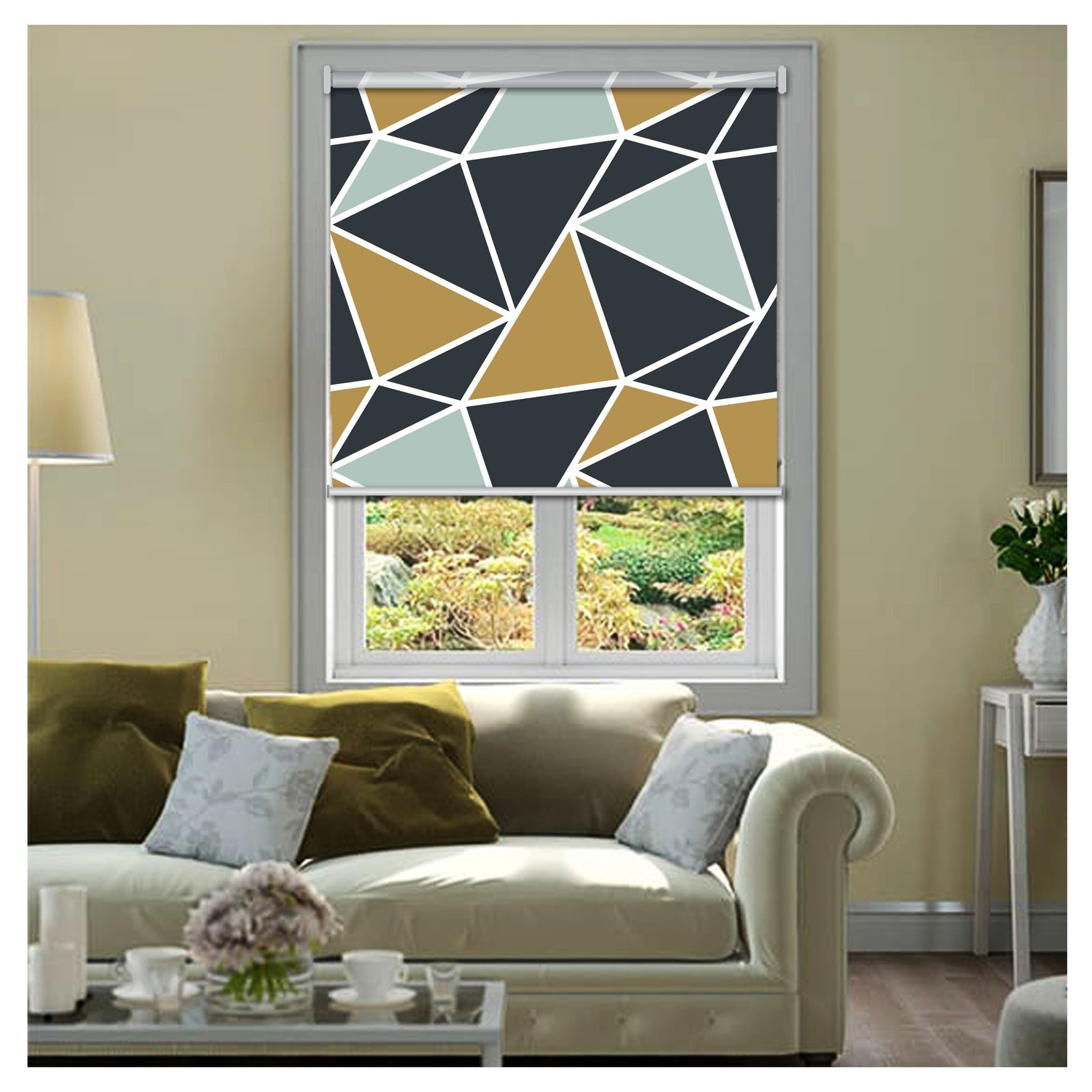 Shaded Pattern Window Mid Century Geometric Pattern Print Window Roller Shade – Art Shades