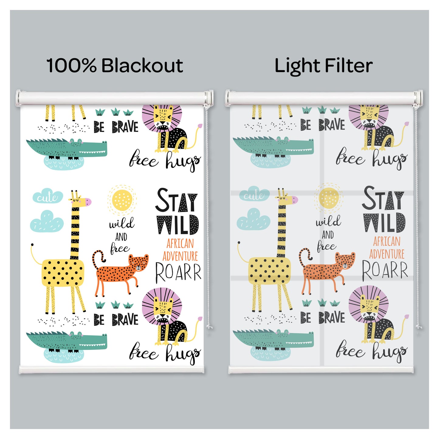 Stay Wild Animals Print Nursery Window Roller Shade