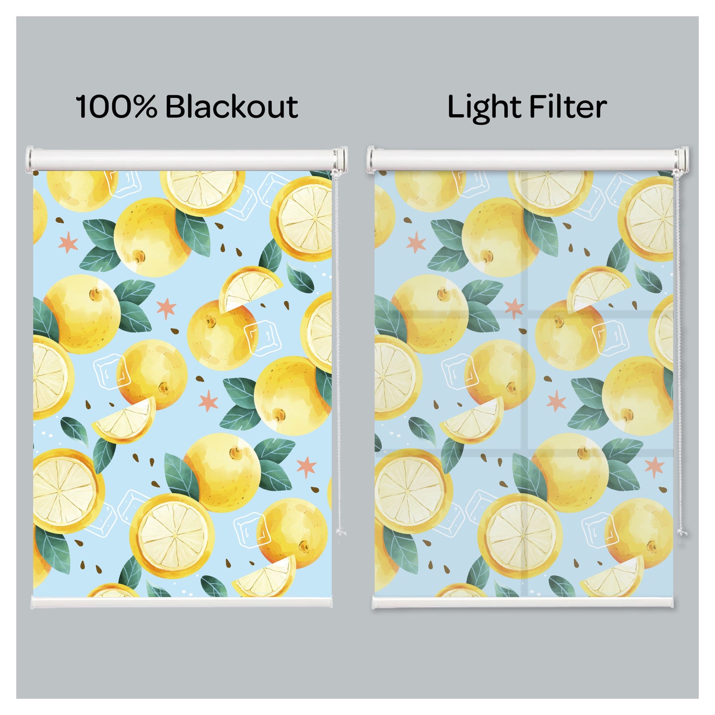 Watercolor Lemon Pattern Fruits Window Roller Shade