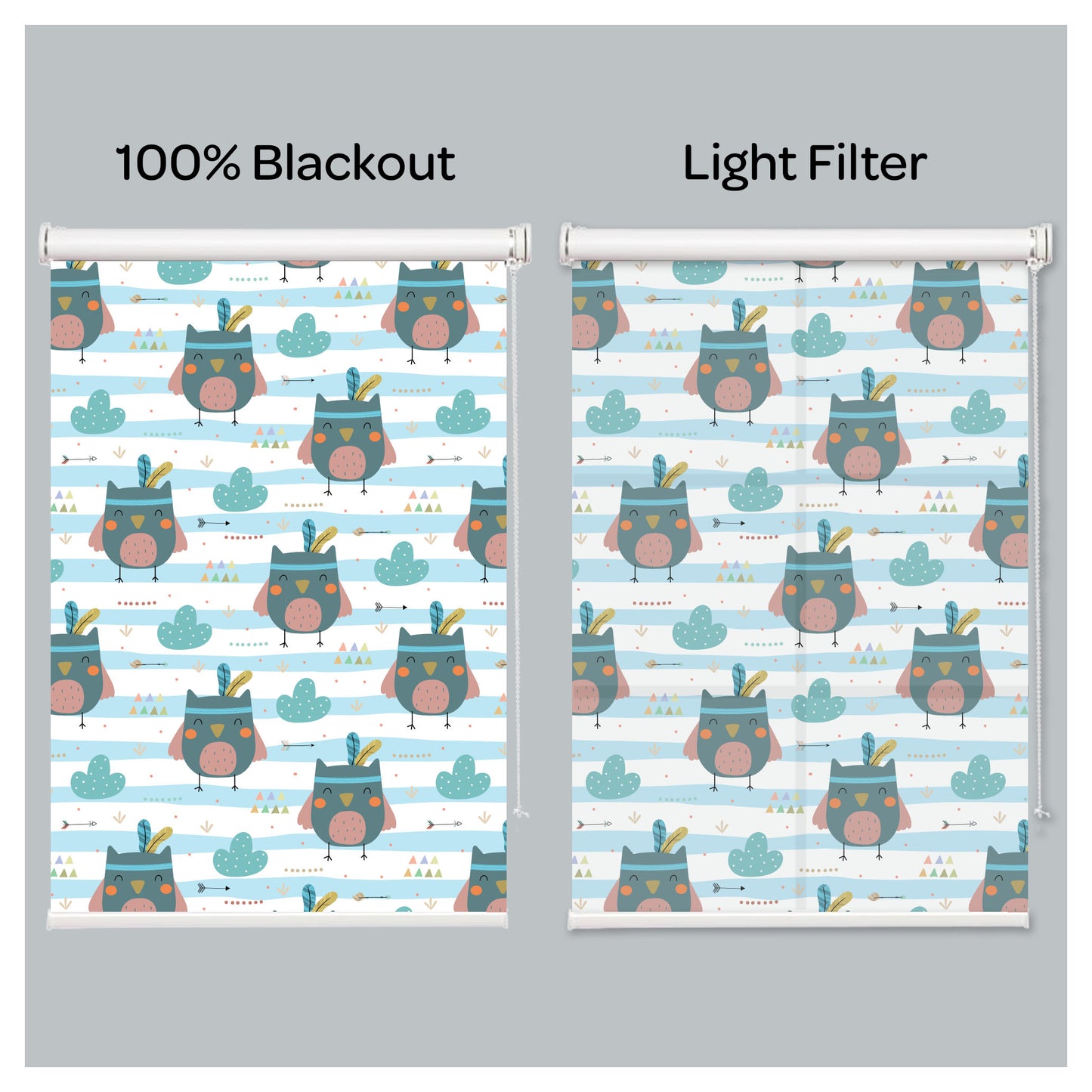 Nursery Kids Baby Room Owls Theme Window Roller Shade
