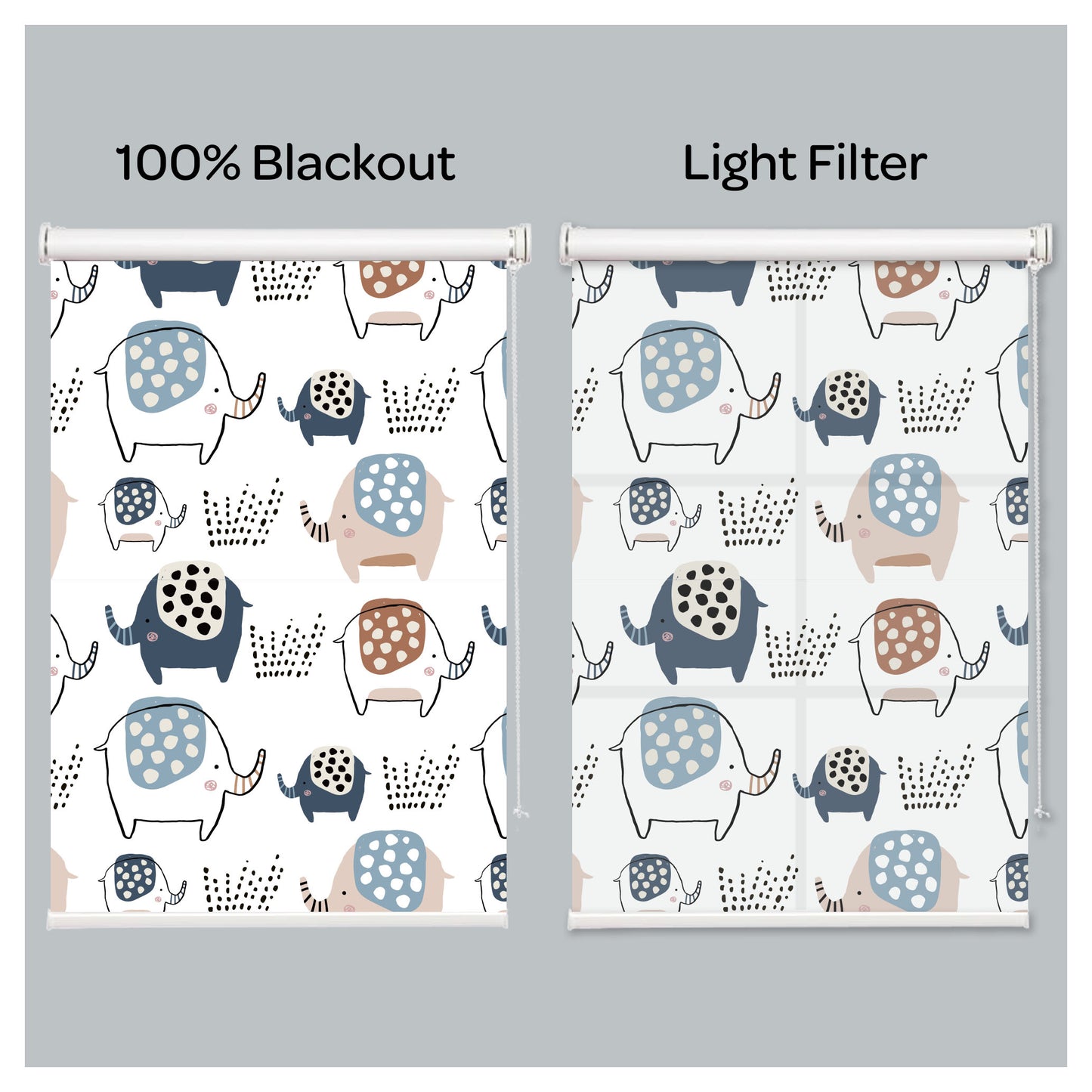 Cute Elephants Nursery Kid Room Window Roller Shade