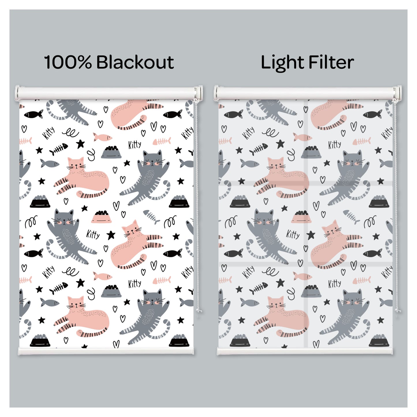 Kitty Cat Print Nursery Theme Window Roller Shade