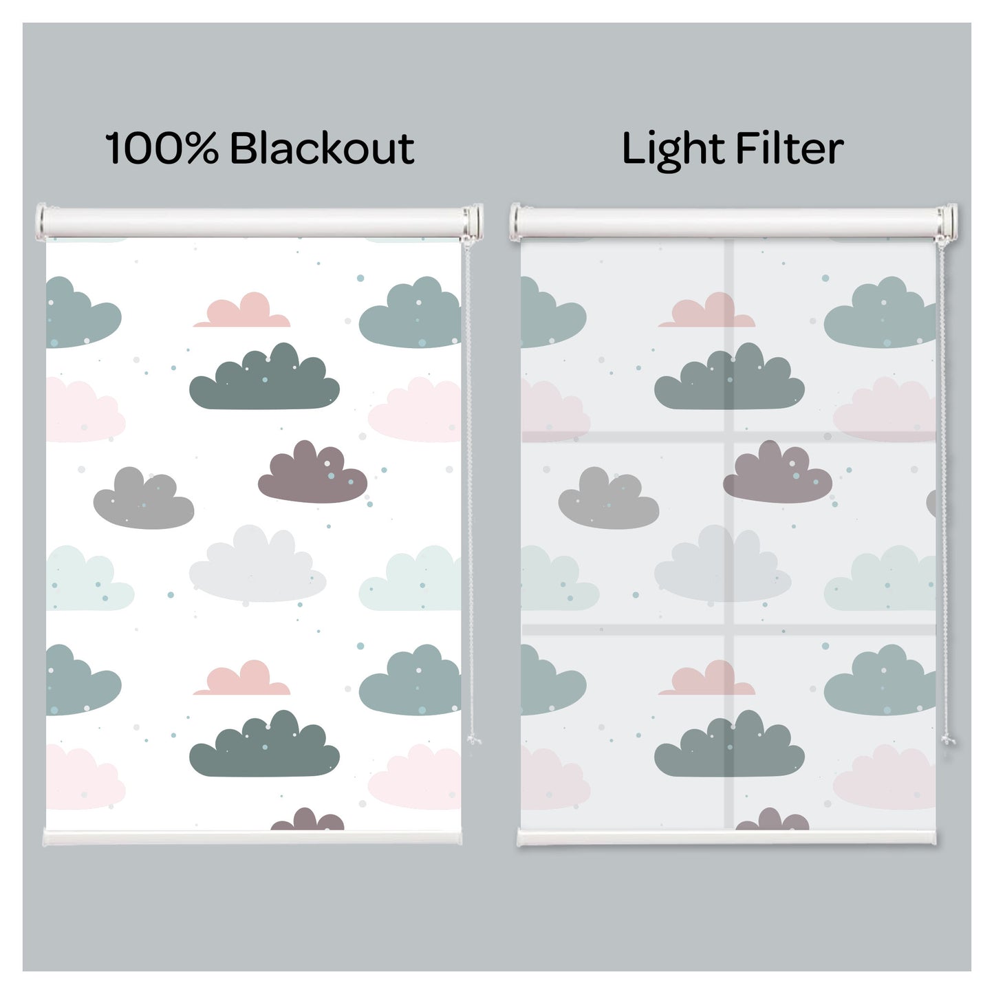 Pastel Nursery White Sky and Pastel Clouds Window Roller Shade