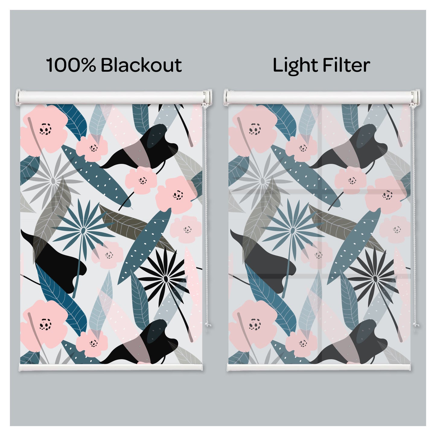 Flora Flower Botanical Print Window Roller Shade