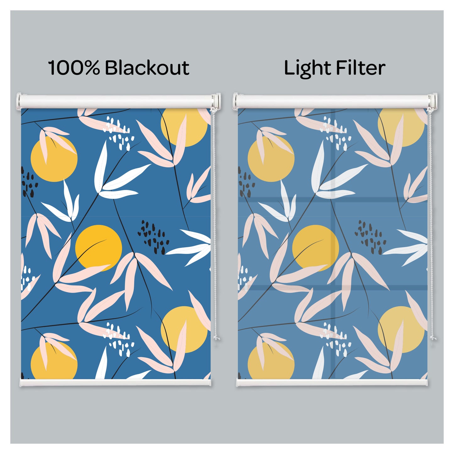 Night Moon Japanese Garden Blue Window Roller Shade