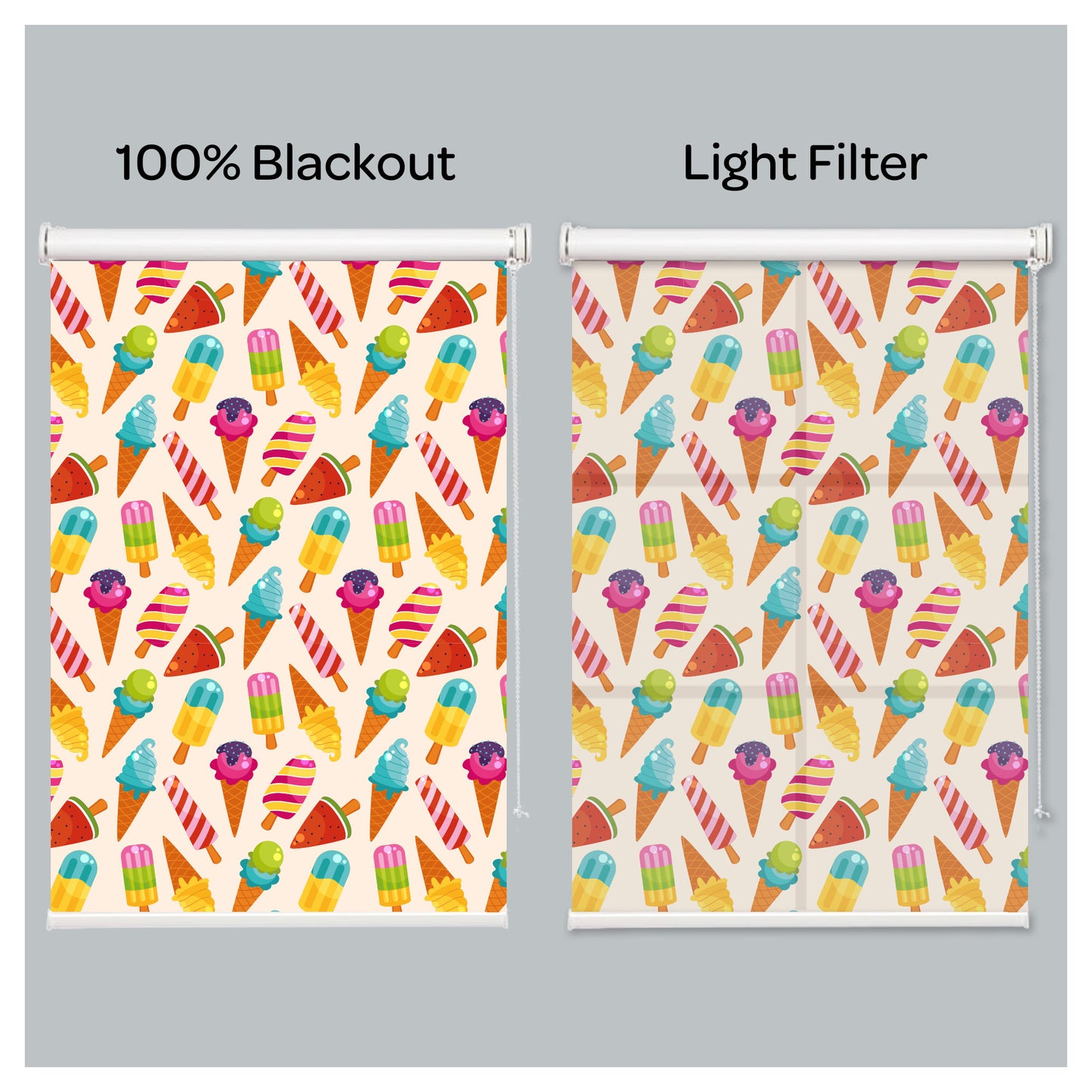 Ice-Cream Summer Pattern Print Theme Window Roller Shade