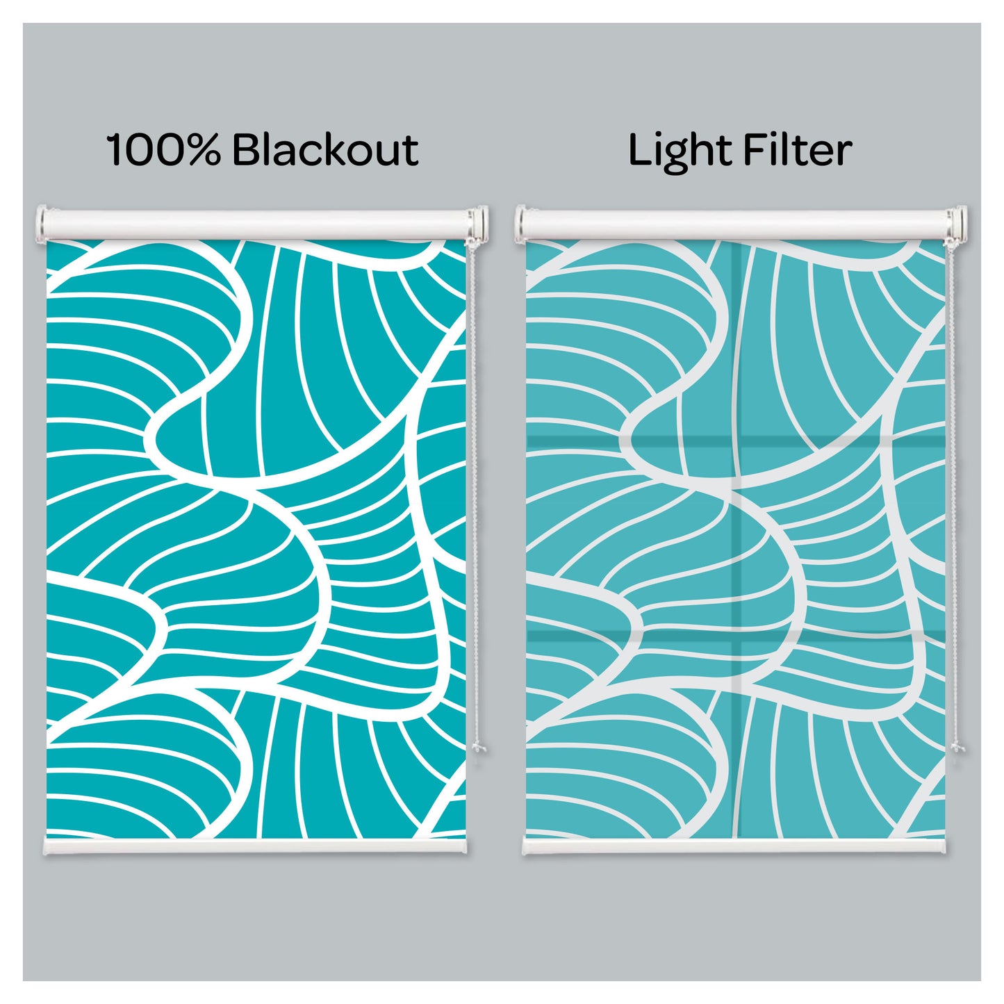 Teal Blue Geometries Line Window Roller Shade