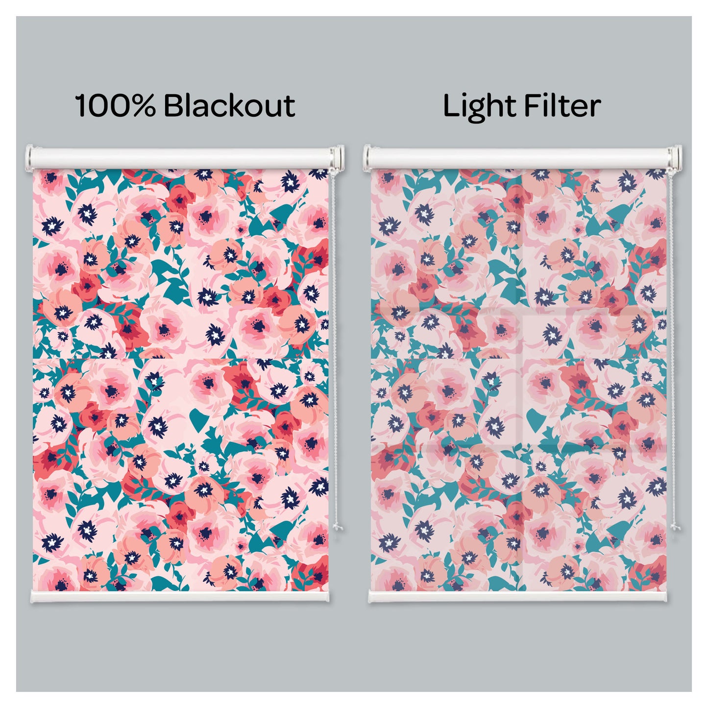 Botanical Spring Flower Pink Garden Print Window Roller Shade