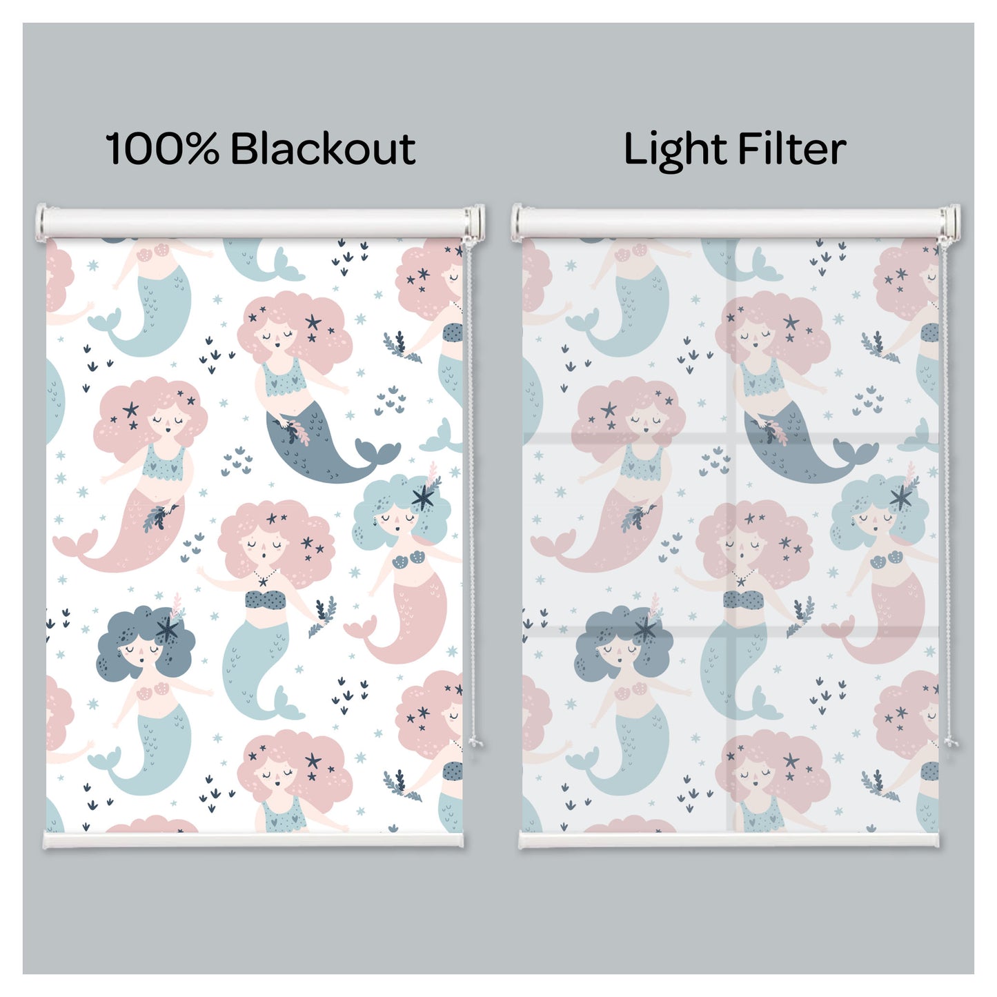 Mermaid Princess Nursery Kid Room Window Roller Shade