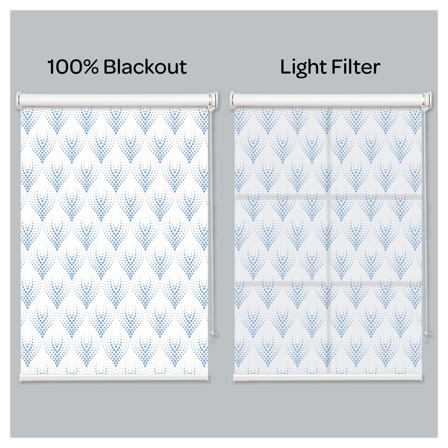 Blue Geometries White Window Roller Shade
