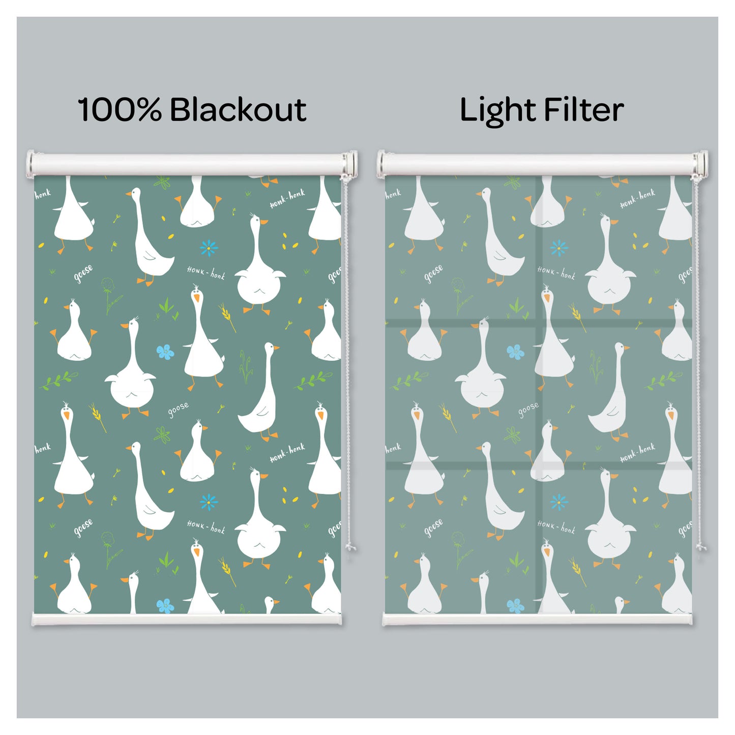 Happy Duck Goose Print Nursery Theme Window Roller Shade