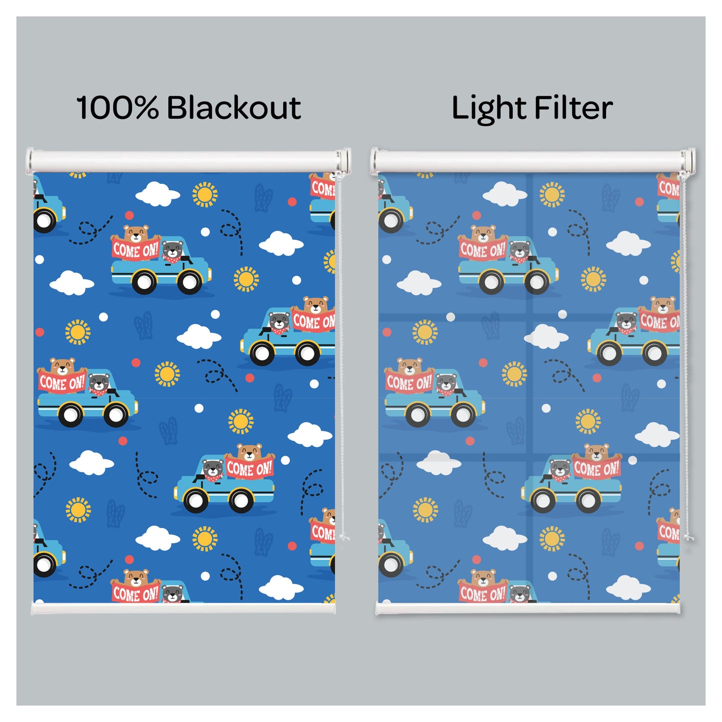 Happy Bears in the Bus Nursery Blue Window Roller Shade
