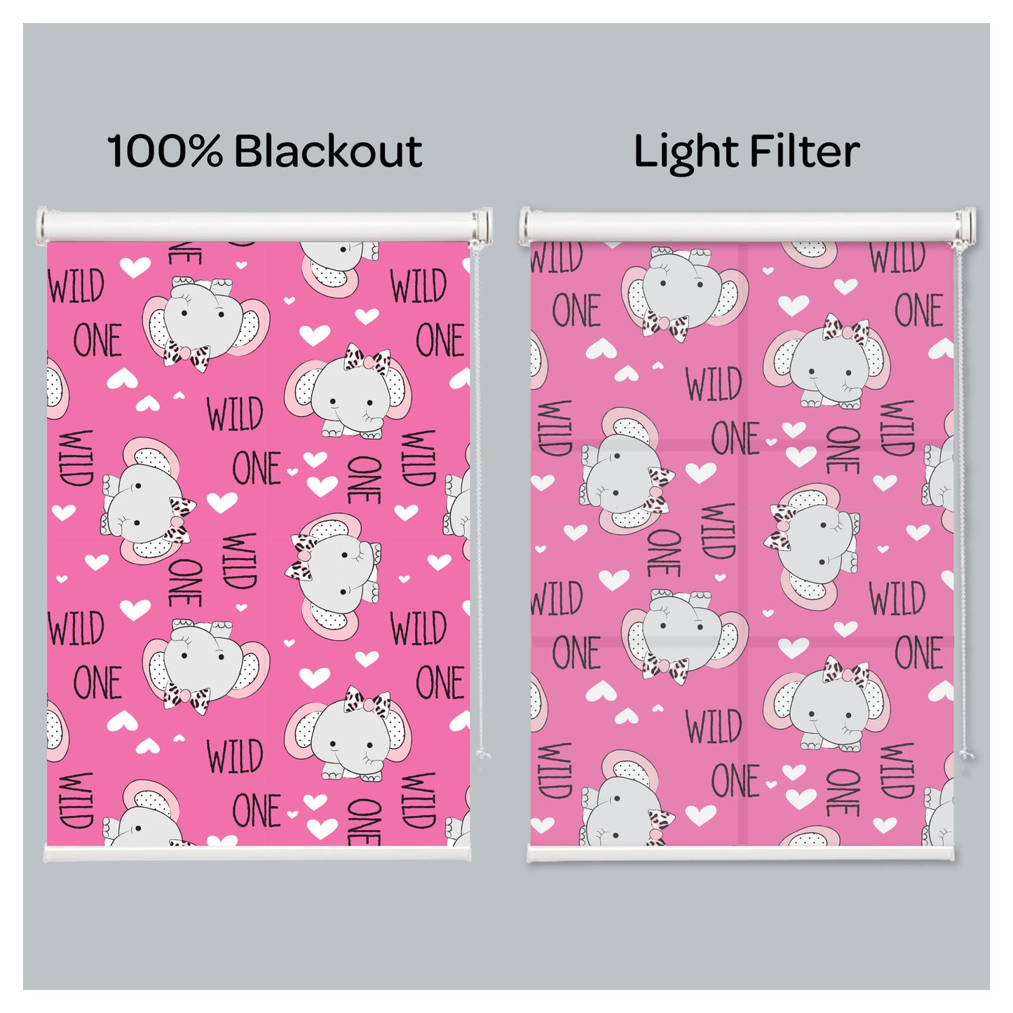 Pink Elephants Kid Nursery Window Roller Shade