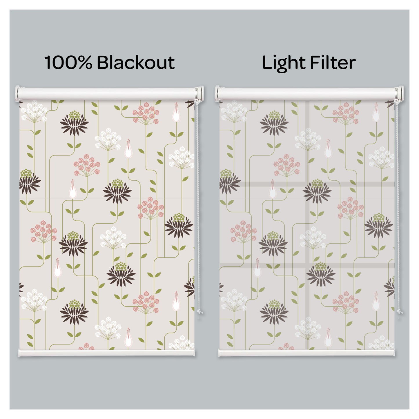Flora Flower Botanical Plant Print Window Roller Shade