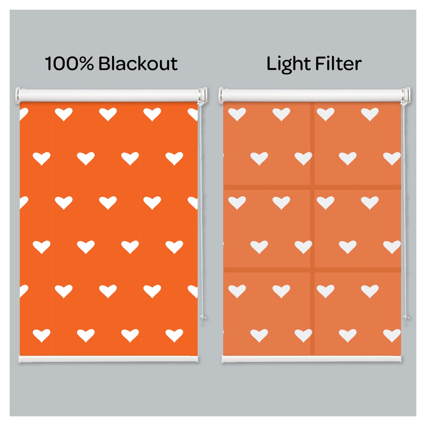 Love Heart Shape in Orange Window Roller Shade