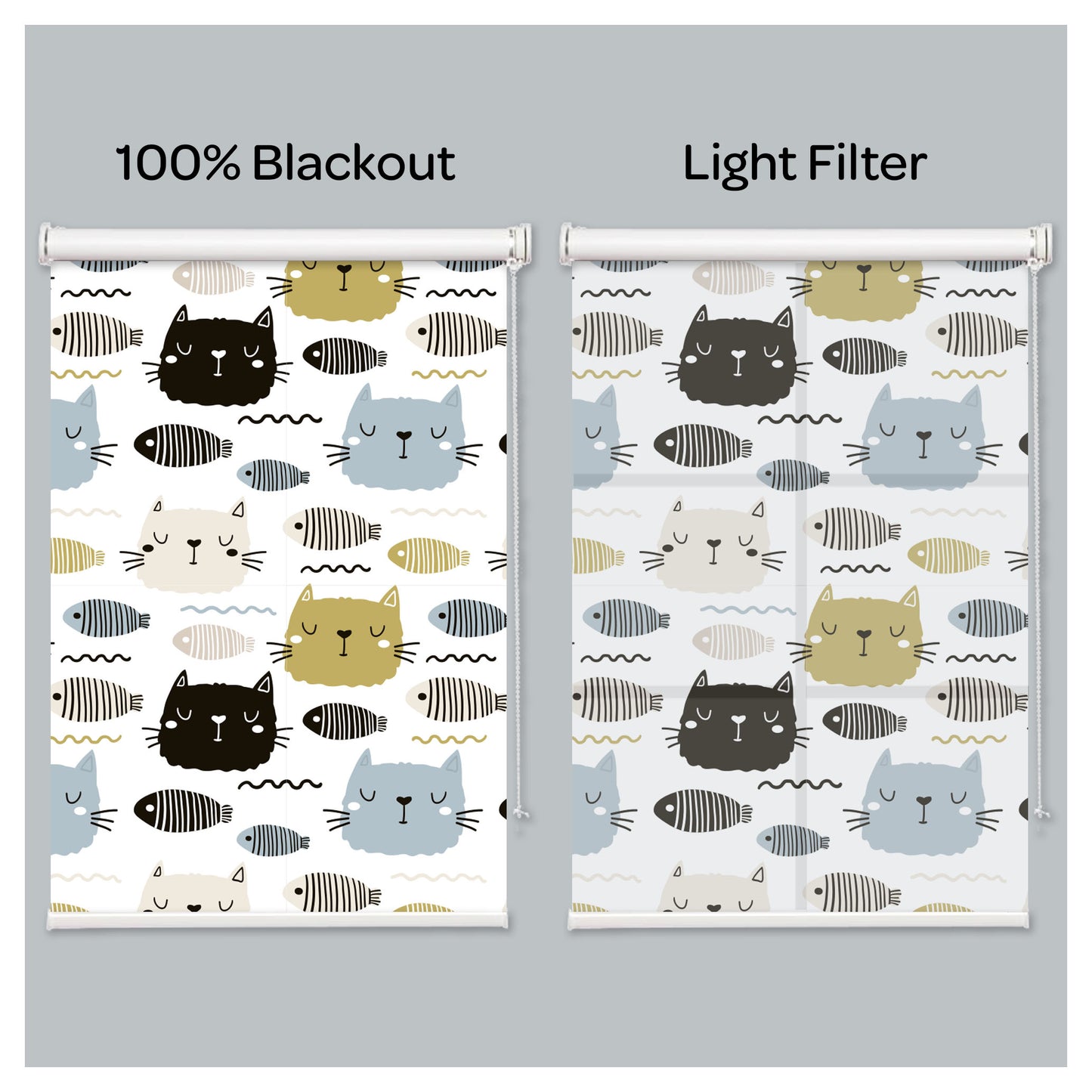 Kitty Cat Print Nursery Theme Window Roller Shade