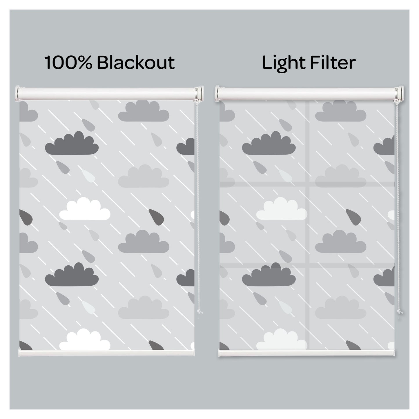 Raining Day Cloudy Nursery Gray Window Roller Shade