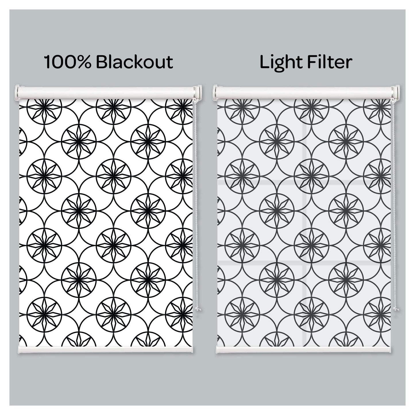 Mosaic Style Black and White Print Window Roller Shade