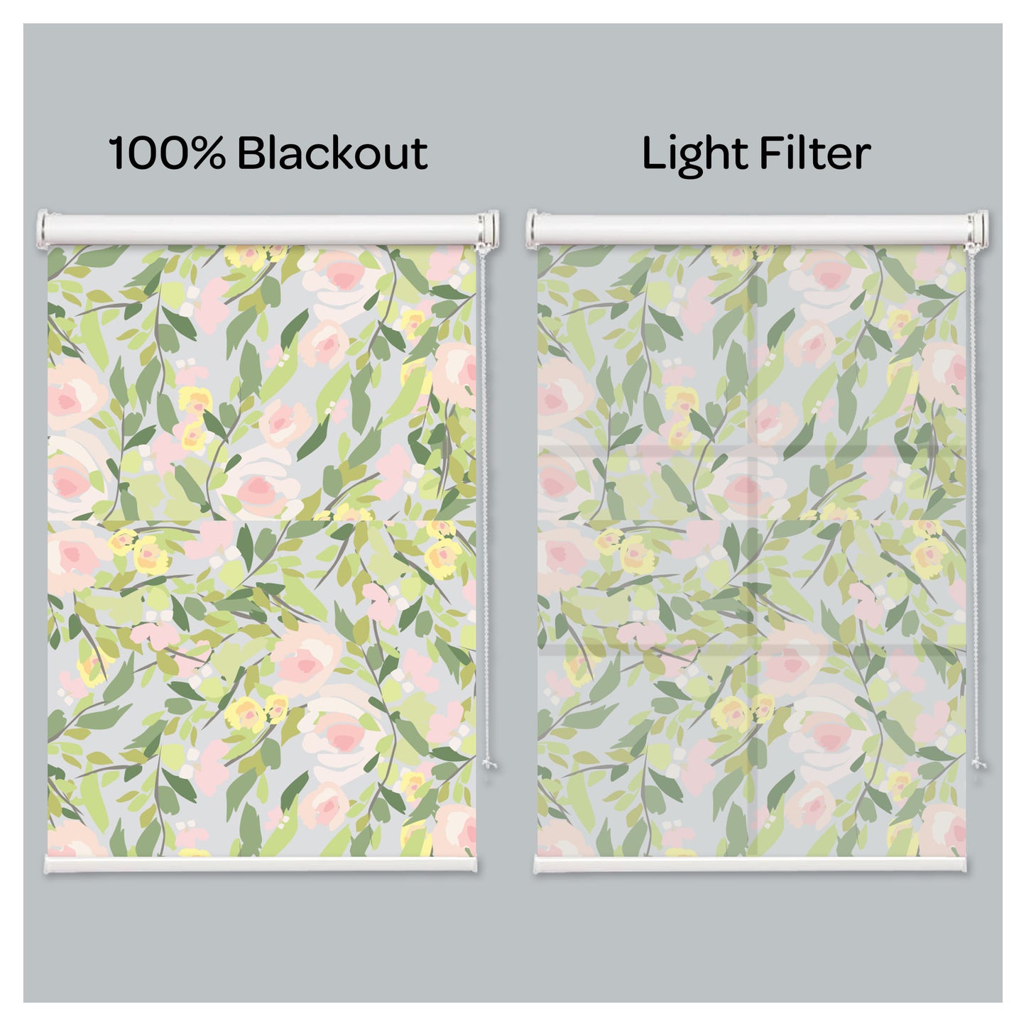 Mid Century Garden Plant Leaf  Print Window Roller Shade