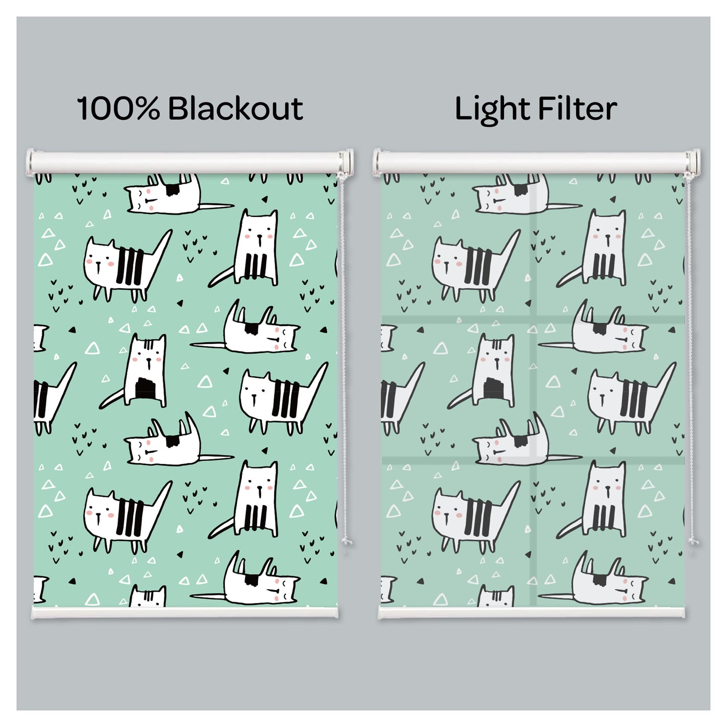 Kitty Cat Print Nursery Theme Window Roller Shade