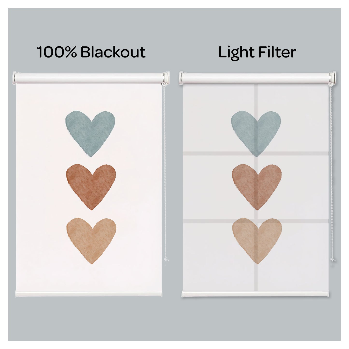 LOVE Shape Boho Pattern Print Theme Window Roller Shade