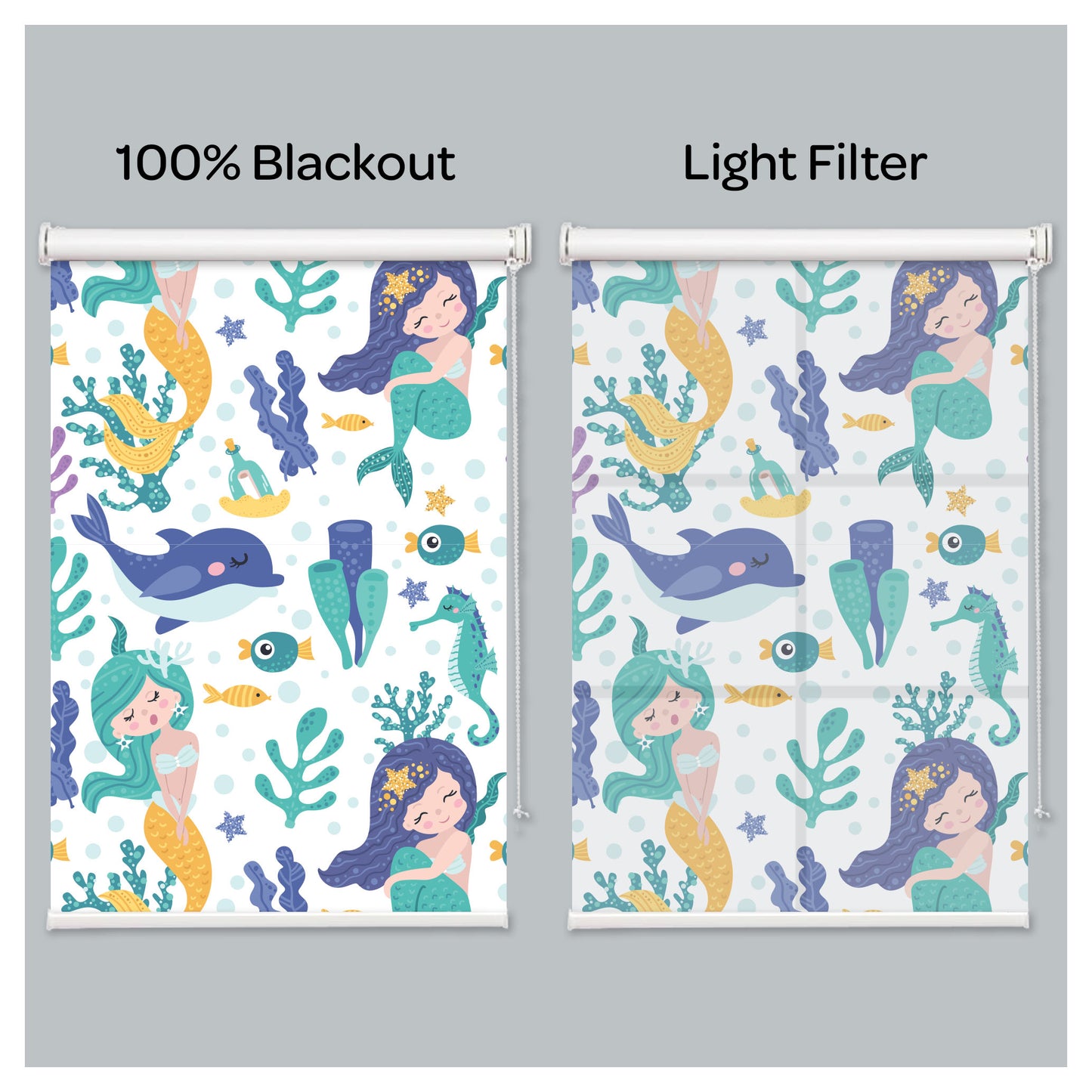 Cute Mermaid Nursery Theme Window Roller Shade