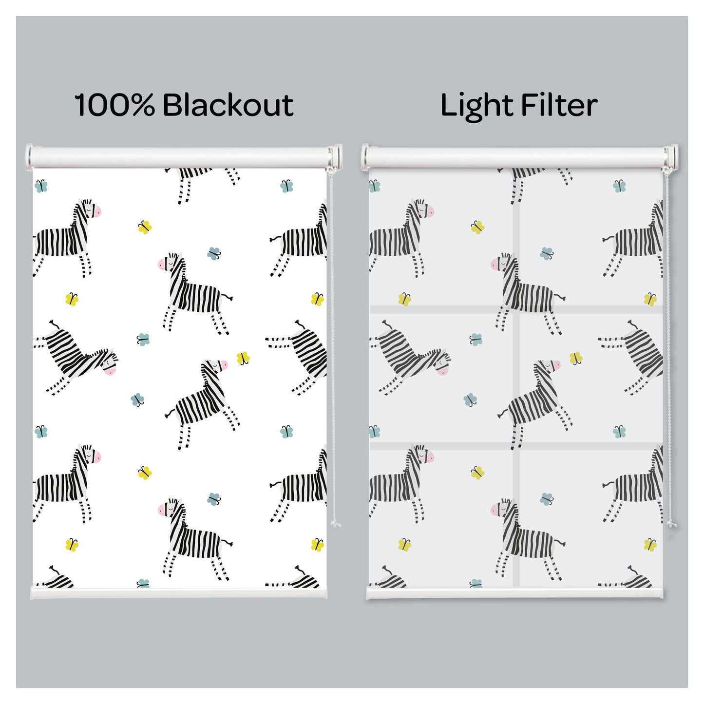 Minimalist Zebra Art Nursery Kid Room Window Roller Shade