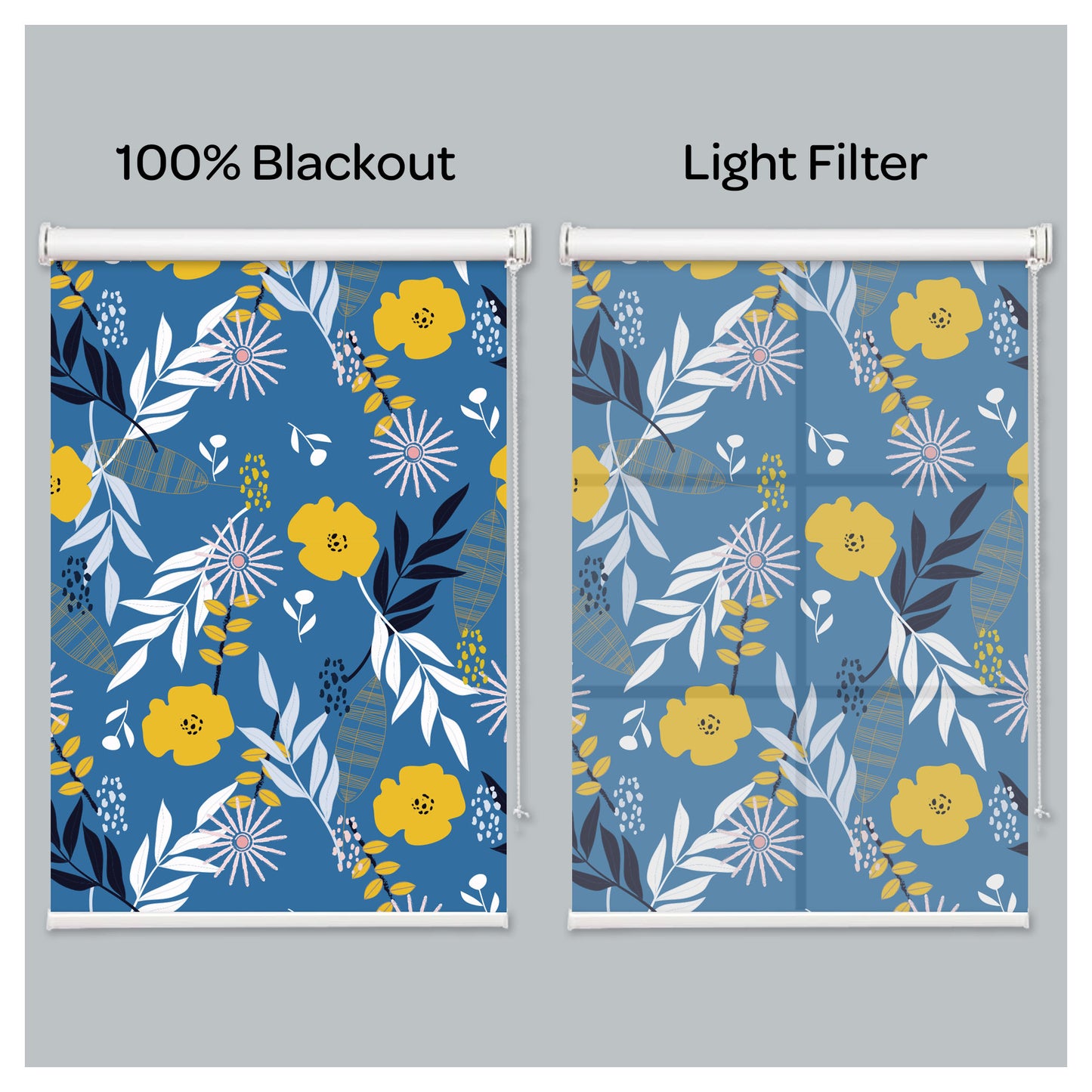 Flora Flower Botanical Plant Print Window Roller Shade