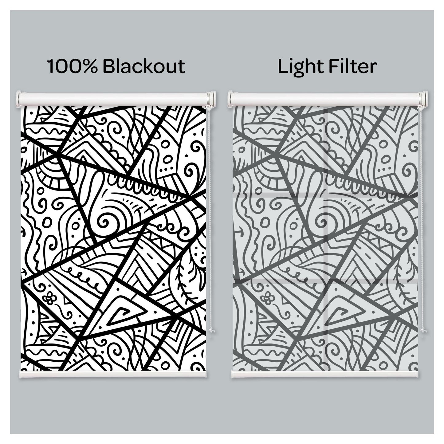 Black and White Geometries Print Window Roller Shade