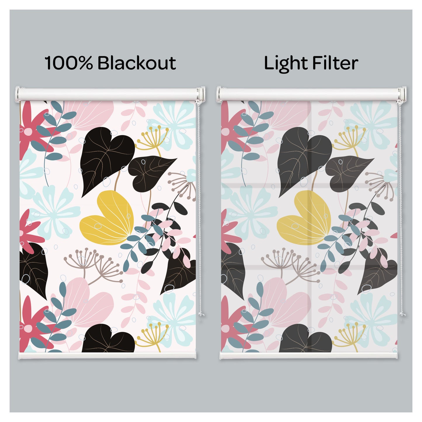 Flora Flower Botanical Plant Print Window Roller Shade