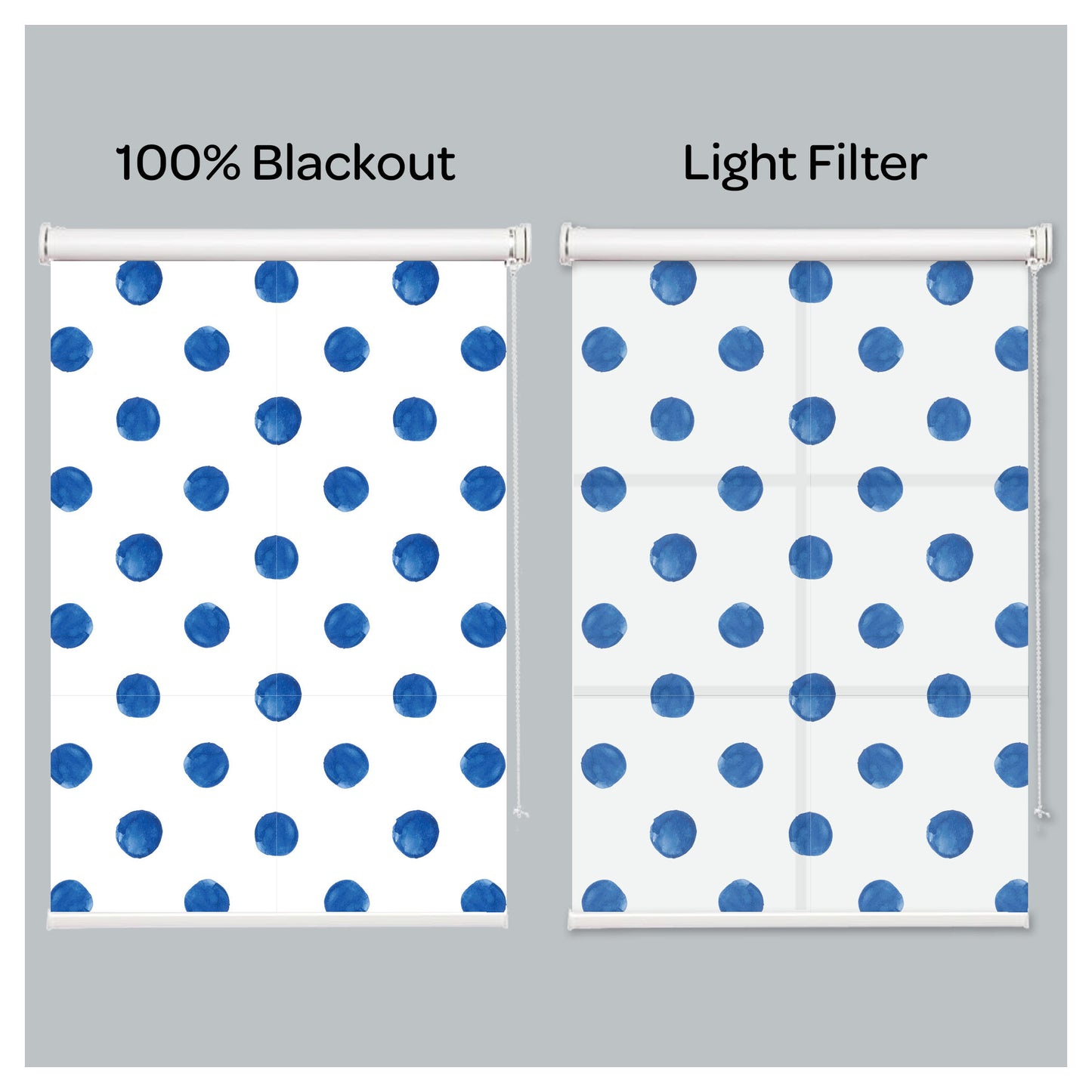 Blue Watercolor Polka Dots Window Roller Shade